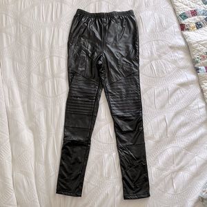 Plush, faux leather fleece lined moto leggings